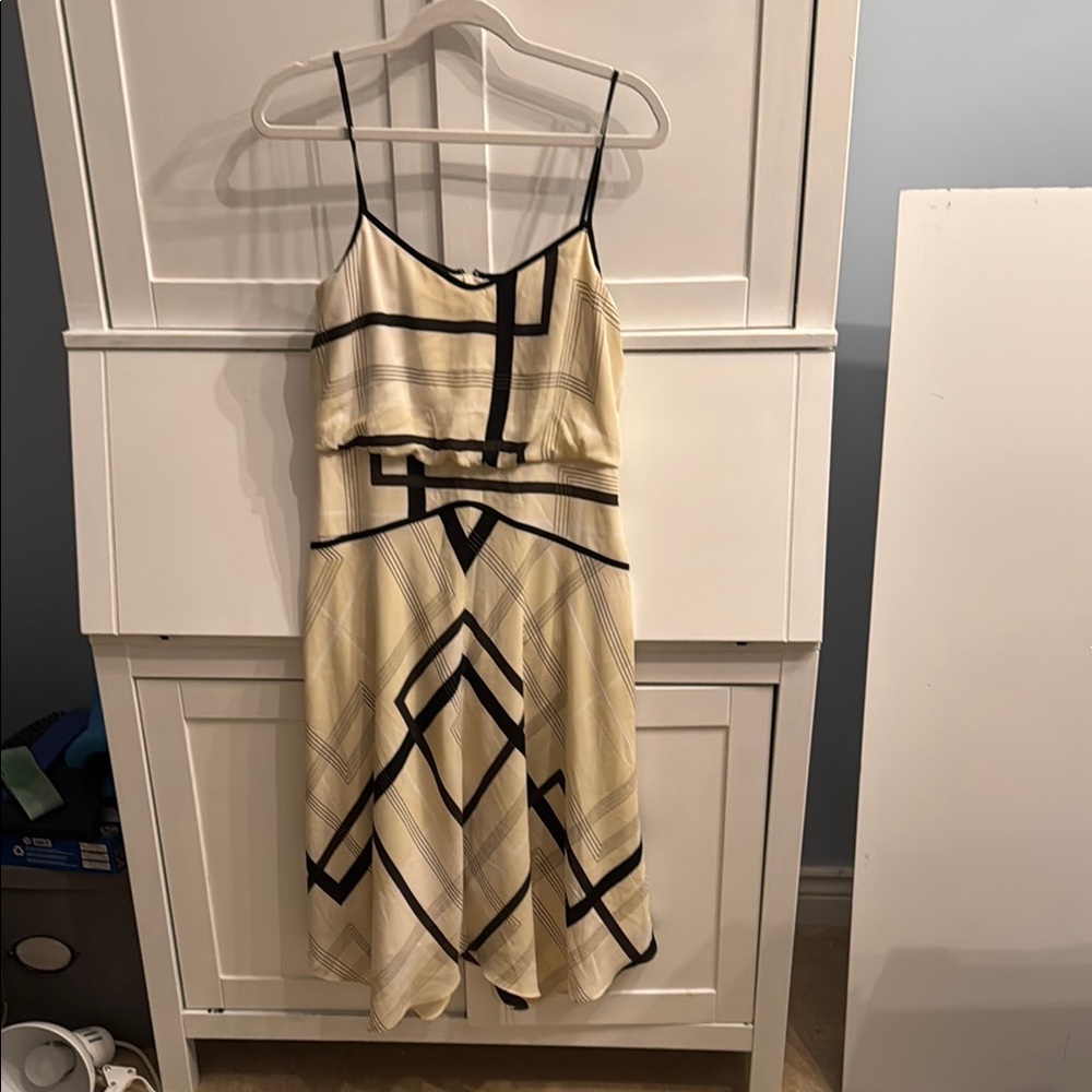 Banana Republic Cream and Black Midi Dress